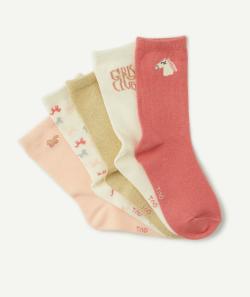 Le lot de 5 chaussettes nuancées rose animé chevaux - 24-26