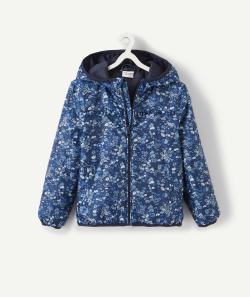 Le coupe vent bleu fleuri avec capuche - 2 A