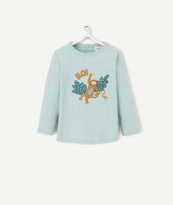 Le t-shirt bleu pastel en coton biologique et avec singes - 1 M