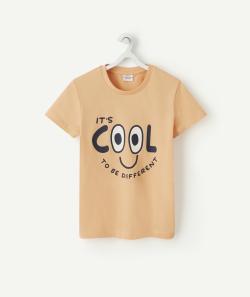 T-shirt garçon en coton biologique orange avec message floqué - 2 A