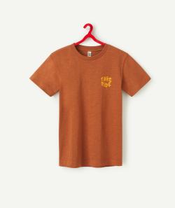 T-shirt garçon en coton recyclé marron thème surf - M