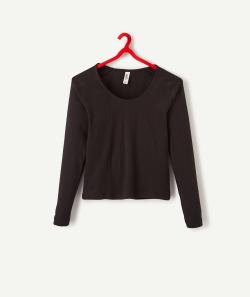 Le t-shirt noir ajouré en coton biologique - XXS - Soldes