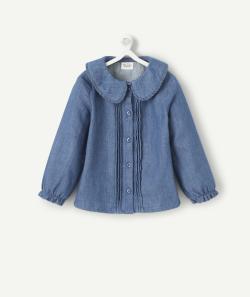 Blouse bébé fille en denim less water avec col claudine - 9 M
