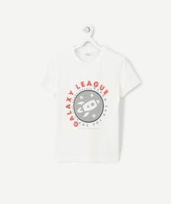 T-shirt garçon en fibres recyclées blanc avec animation - 10 A