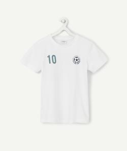 T-shirt blanc garçon en fibres recyclées thème football vert - 6 A