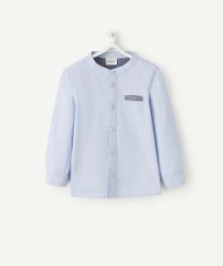 Chemise col mao bébé garçon rayé bleu et blanc - 36 M
