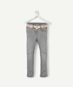 Léa le pantalon super skinny gris avec ceinture tressée en coton - 3 A