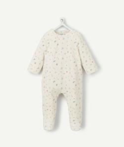 Dors bien velours en fibres recyclées blanc imprimé fleurs - 1 M