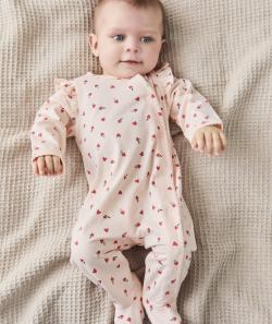 Dors bien bébé en coton bio rose imprimé coeurs - 12 M