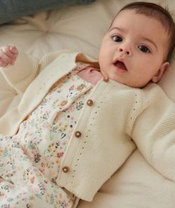 Cardigan bébé en tricot écru - 1 M