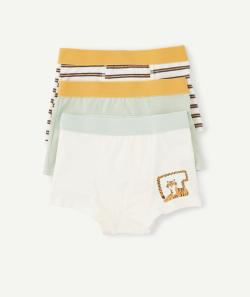 Lot de 3 boxers garçon en coton biologique blanc et vert - 14 A