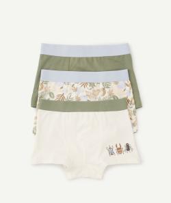 Lot de 3 boxers garçon en coton biologique uni et imprimé - 4 A