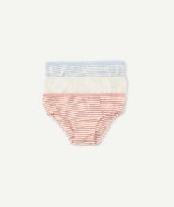 Lot de 3 culottes rayées fille en coton biologique - 8 A