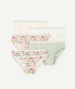 Lot de 5 culottes fille en coton biologique fleuries - 4 A