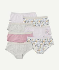 Lot de 7 shorties fille en coton biologique mauve et gris - 14 A