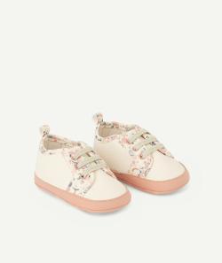 Chaussons type chaussures bébé fille rose imprimés fleuri - 3-6 M