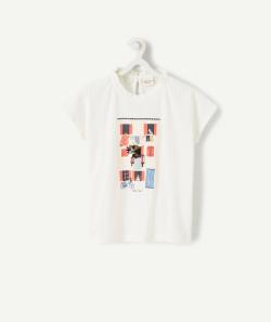 Le t-shirt ajouré écru avec animation coloré et sequins en coton - 14 A