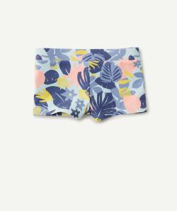 Le boxer de bain bleu avec feuilles colorées en fibres recyclées - 18 M