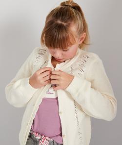 Gilet fille en tricot ajouré écru - 12 A