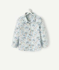 La chemise bleu ciel en coton imprimé palmiers - 9 M