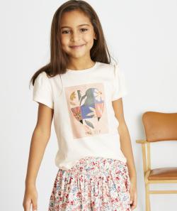 Le t-shirt écru en coton biologique avec cœur brodé - 8 A