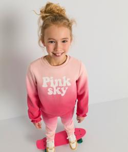 Sweat fille en fibres recyclées rose avec message pailleté - 14 A