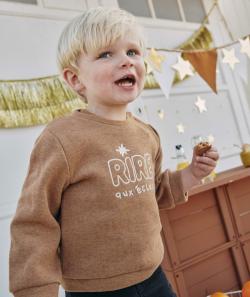 Pull en coton camel avec message positif bébé garçon - 36 M