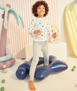 Pyjama garçon en fibres recyclées blanc et gris imprimé dinosaures - 12 A
