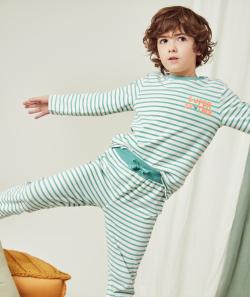Pyjama garçon imprimé à rayures avec message - 8 A