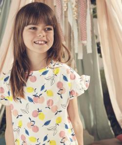 Chemise de nuit fille en fibres recyclées et imprimée fruits - 10 A