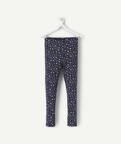 Legging fille en fibres recyclées bleu marine imprimé fleuri - 14 A