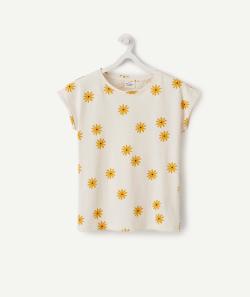 Le t-shirt coupe large écru avec fleurs en fibres recyclées - 4 A