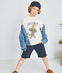 Le bermuda droit bleu marine en coton - 14 A
