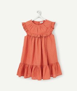 La robe orange en coton avec lurex et détails volantés - 2 A