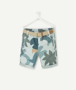 Le bermuda vert imprimé avec ceinture tressée en coton - 2 A