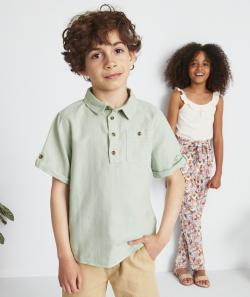 La chemise verte en coton et tencel - 2 A