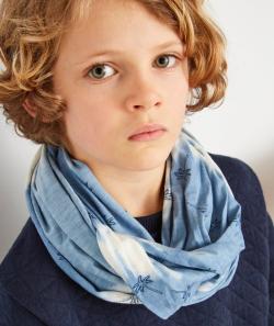 Le snood double tour bleu et blanc avec imprimé palmiers - TU