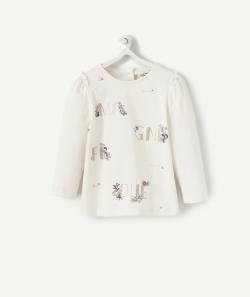 Le t-shirt rose pâle avec message pailleté en coton biologique - 6 M
