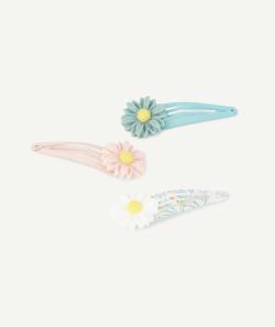 Le lot de 3 barettes unis et fleuri avec fleurs - TU