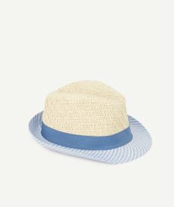 Le chapeau trilby en paille avec rayures - 48
