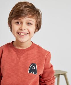 Sweat garçon rouille en fibres recyclées avec message - 8 A