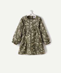 Robe bébé fille en coton imprimée floral blanc et vert - 36 M