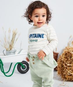 T-shirt bébé garçon en coton et à rayures avec message - 3 M