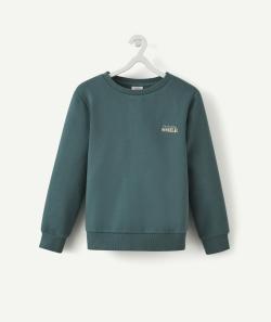Sweat fille vert forêt avec message brodé sur le cœur - 4 A