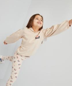 Sweat à capuche fille beige avec message - 3 A