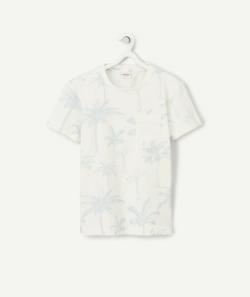 T-shirt garçon en coton biologique blanc imprimé palmiers - 8 A