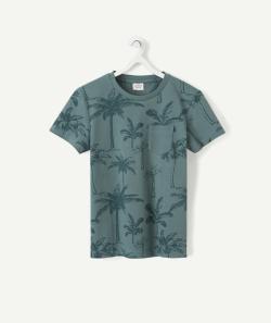 T-shirt garçon en coton biologique vert avec palmiers imprimés - 2 A