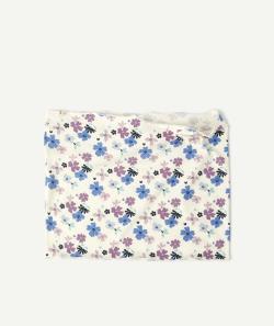 Snood bébé fille en coton écru et imprimé fleuri - TU