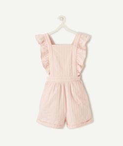 La combi-short rose à bretelles volantées en coton - 12 A