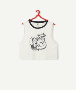 Le t-shirt sans manches en coton biologique avec message - XS